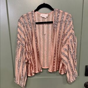 Anthropologie Rose Gold Sequin Sleeveless Top